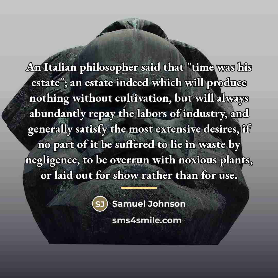 “An Italian philosopher said that "time was his estate"; an…” quote by Samuel Johnson