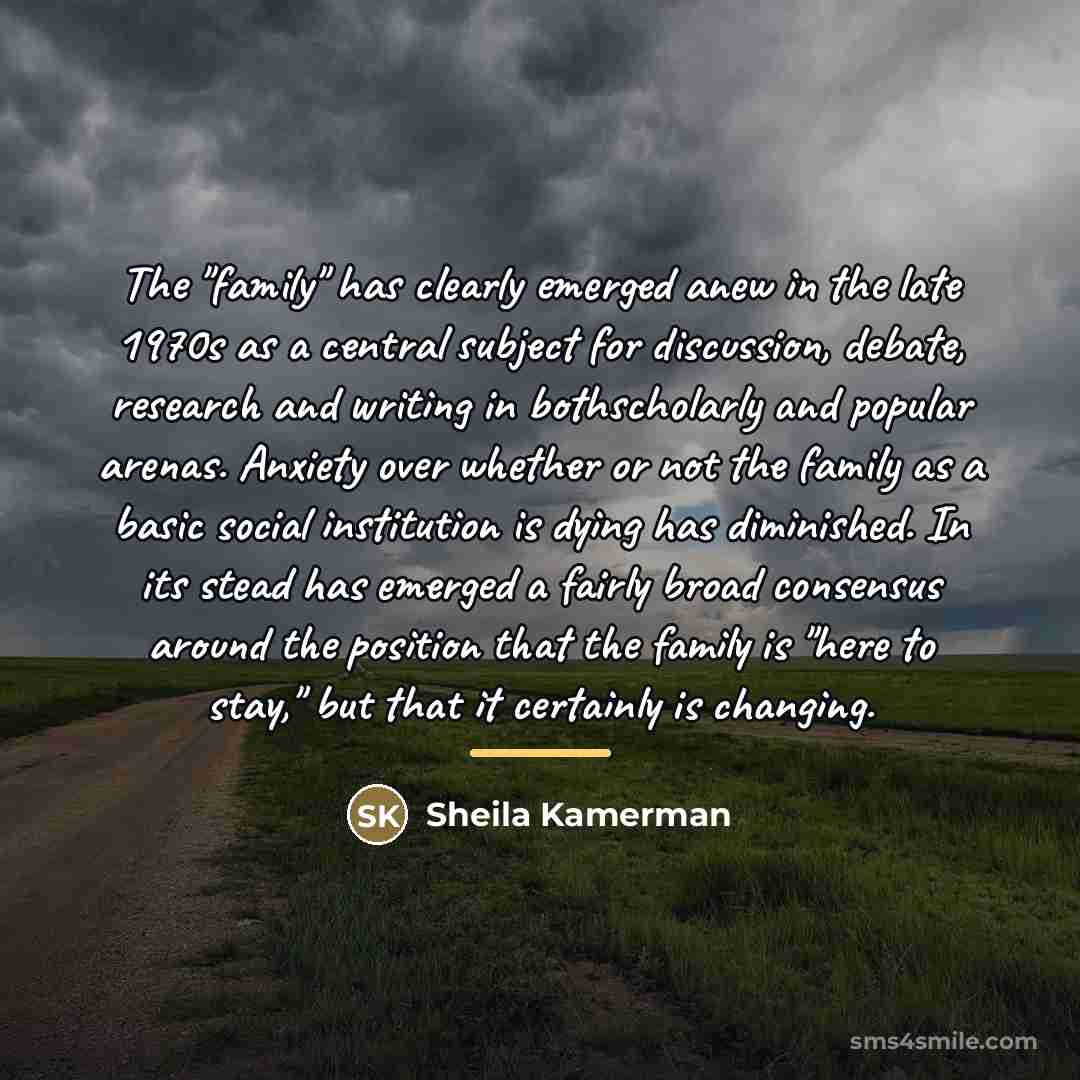 “The "family" has clearly emerged anew in the late 1970s…” quote by Sheila Kamerman