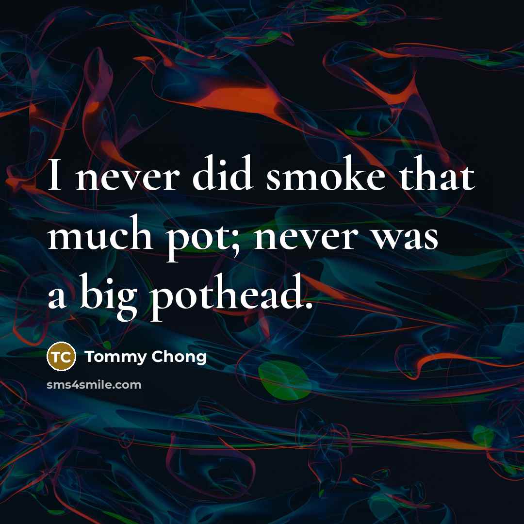 “I never did smoke that much pot; never was a…” quote by Tommy Chong