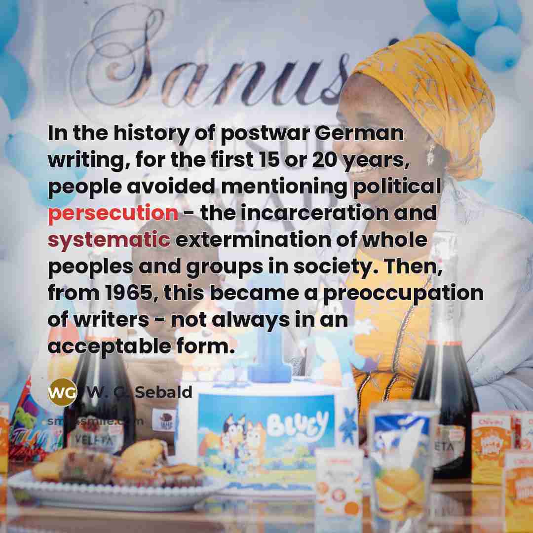 “In the history of postwar German writing, for the first…” quote by W. G. Sebald
