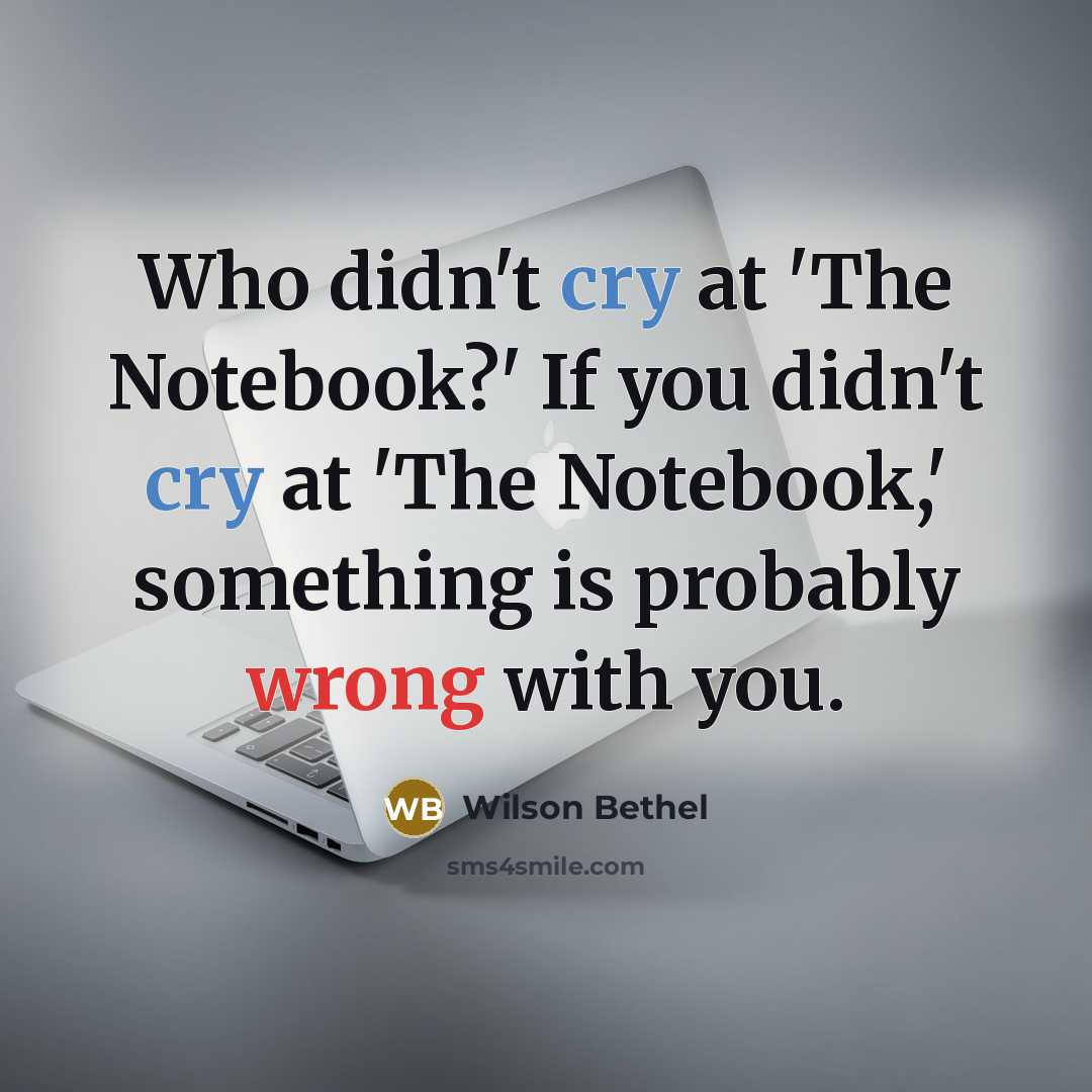 “Who didn't cry at 'The Notebook?' If you didn't cry…” quote by Wilson Bethel