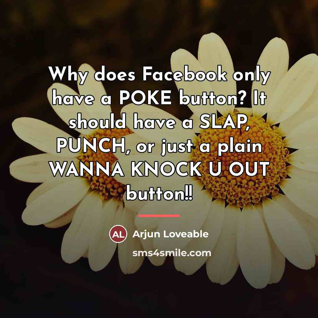 “Why does Facebook only have a POKE button? It should…” quote by Arjun Loveable