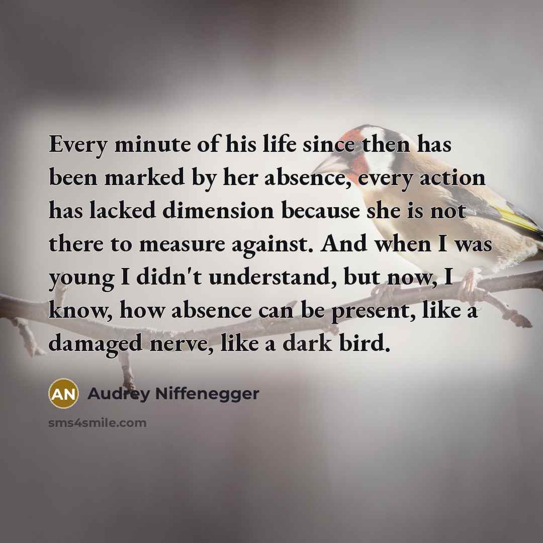 “Every minute of his life since then has been marked…” quote by Audrey Niffenegger