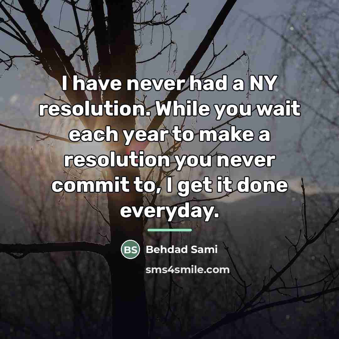“I have never had a NY resolution. While you wait…” quote by Behdad Sami