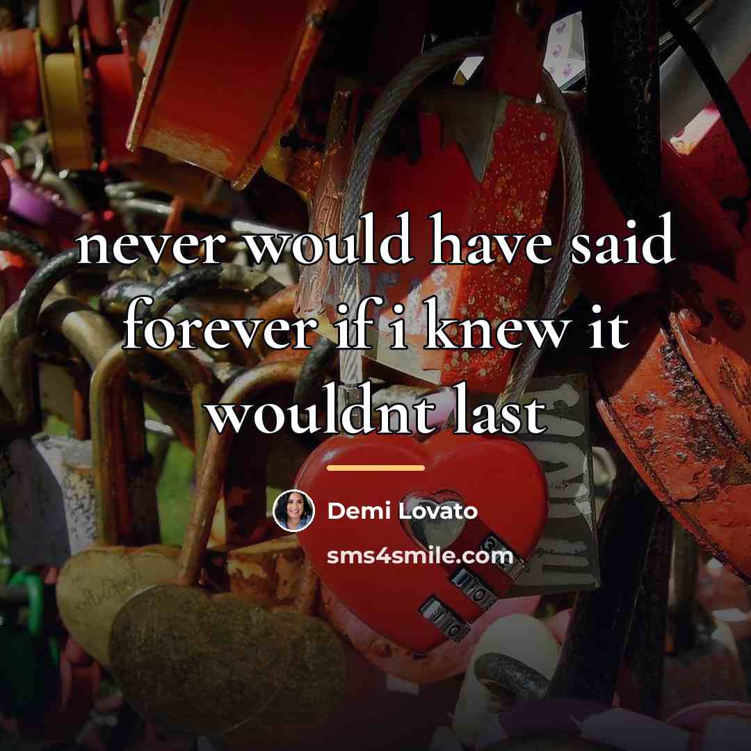 “never would have said forever if i knew it wouldnt…” quote by Demi Lovato