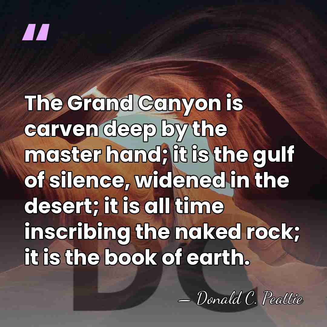 The Grand Canyon is carven deep by the master hand; it is&hellip; - Donald C. Peattie