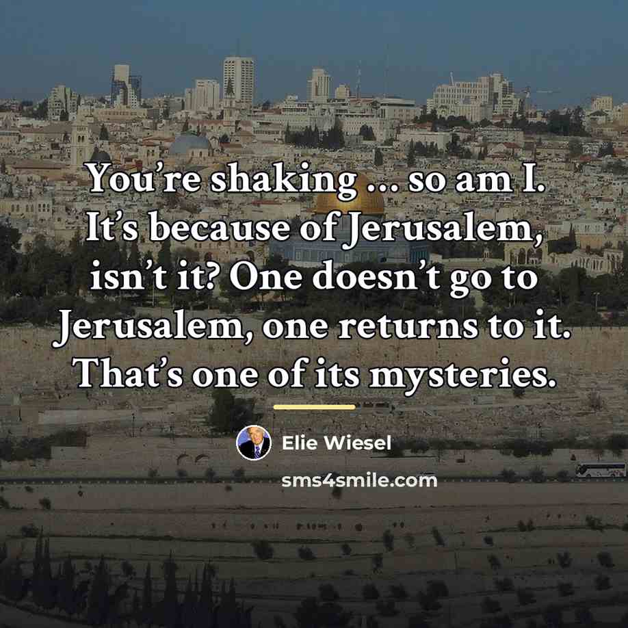 “You’re shaking … so am I. It’s because of Jerusalem,…” quote by Elie Wiesel
