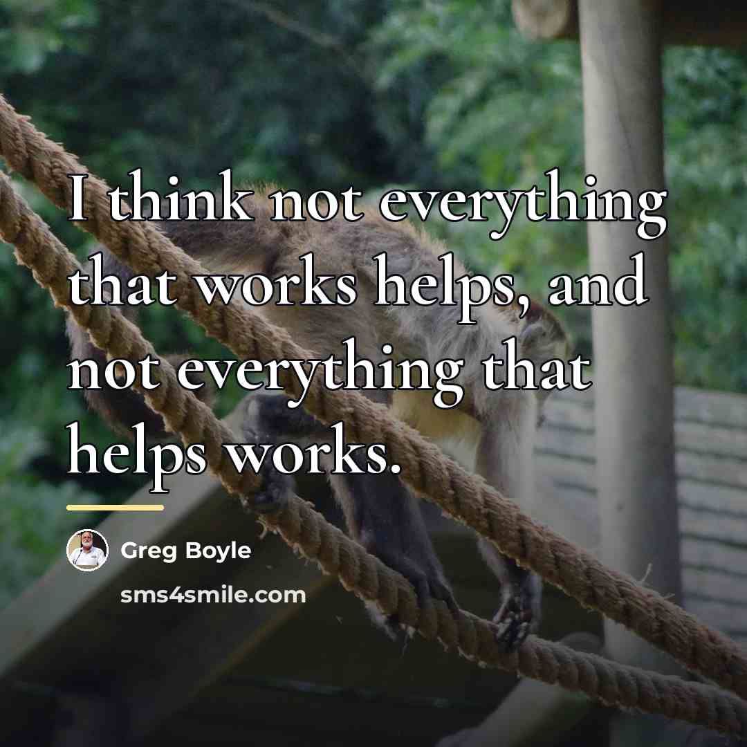 “I think not everything that works helps, and not everything…” quote by Greg Boyle