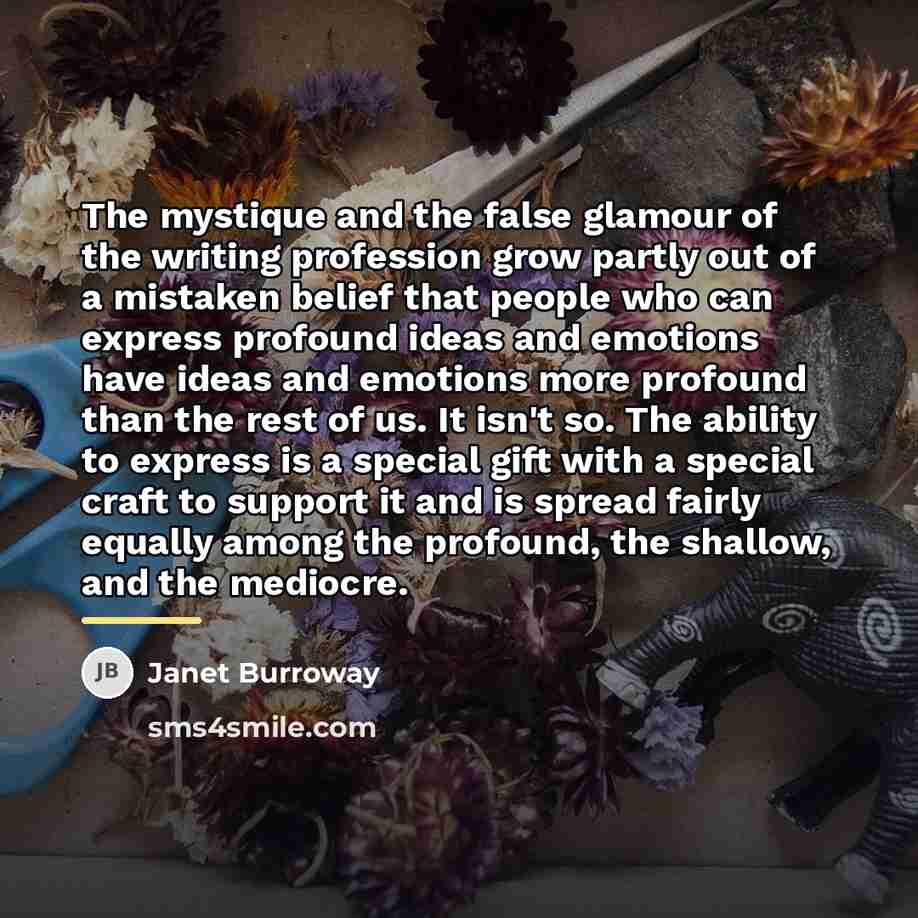 “The mystique and the false glamour of the writing profession…” quote by Janet Burroway