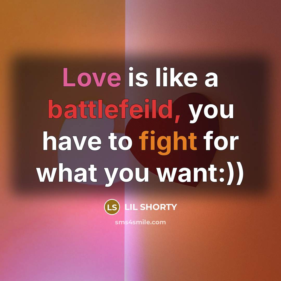 “Love is like a battlefeild, you have to fight for…” quote by Lil Shorty