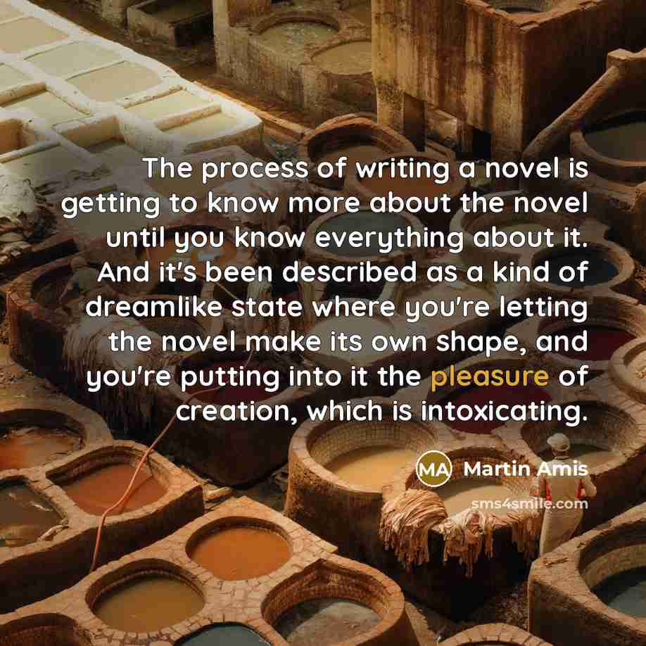 “The process of writing a novel is getting to know…” quote by Martin Amis