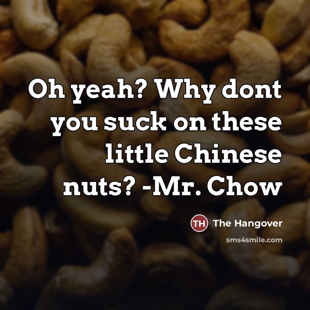 “Oh yeah? Why dont you suck on these little Chinese…” quote by The Hangover