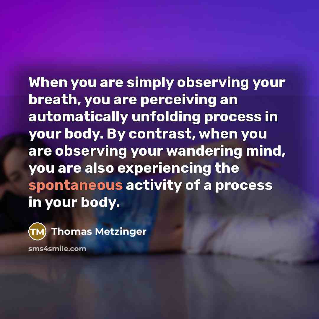“When you are simply observing your breath, you are perceiving…” quote by Thomas Metzinger