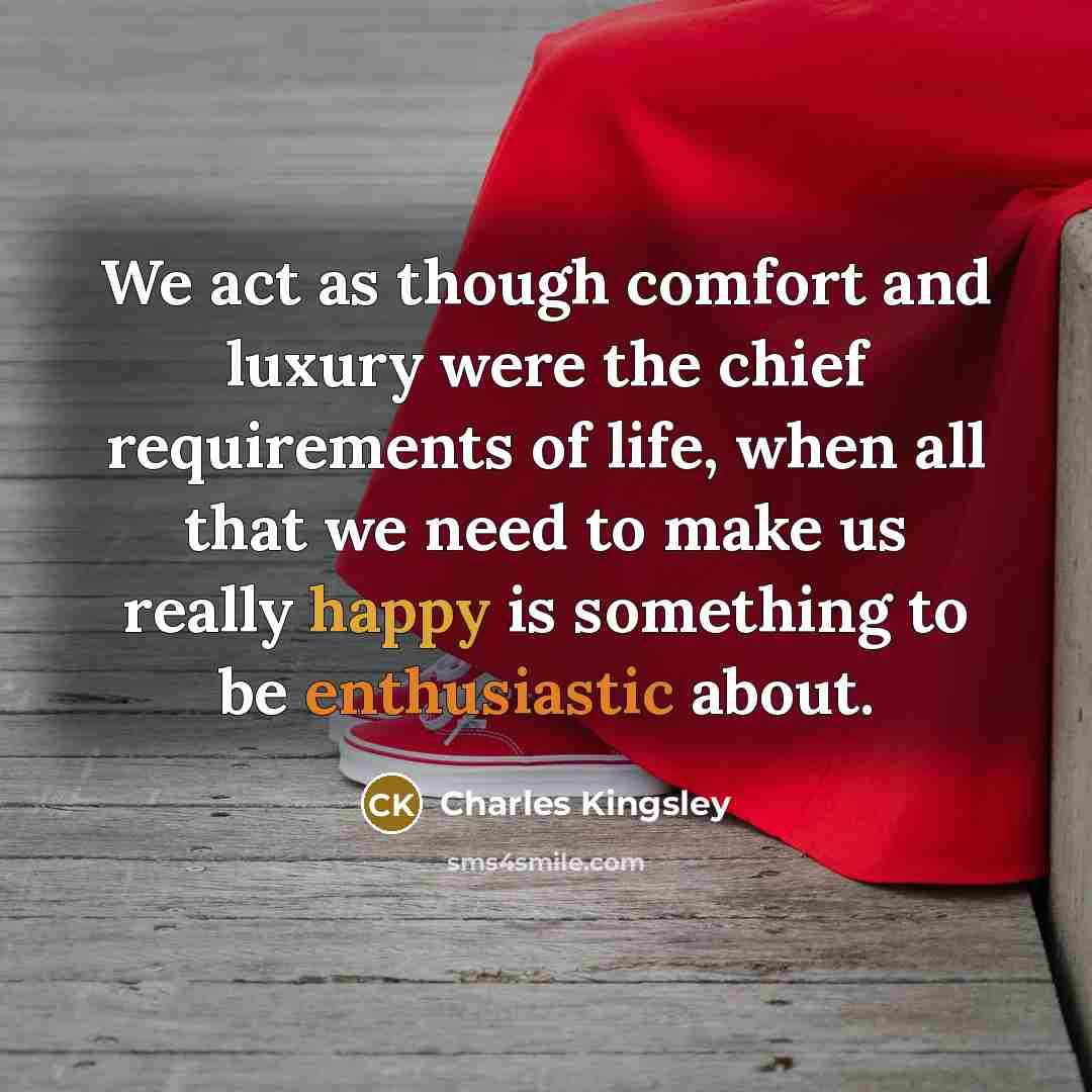 “We act as though comfort and luxury were the chief…” quote by Charles Kingsley