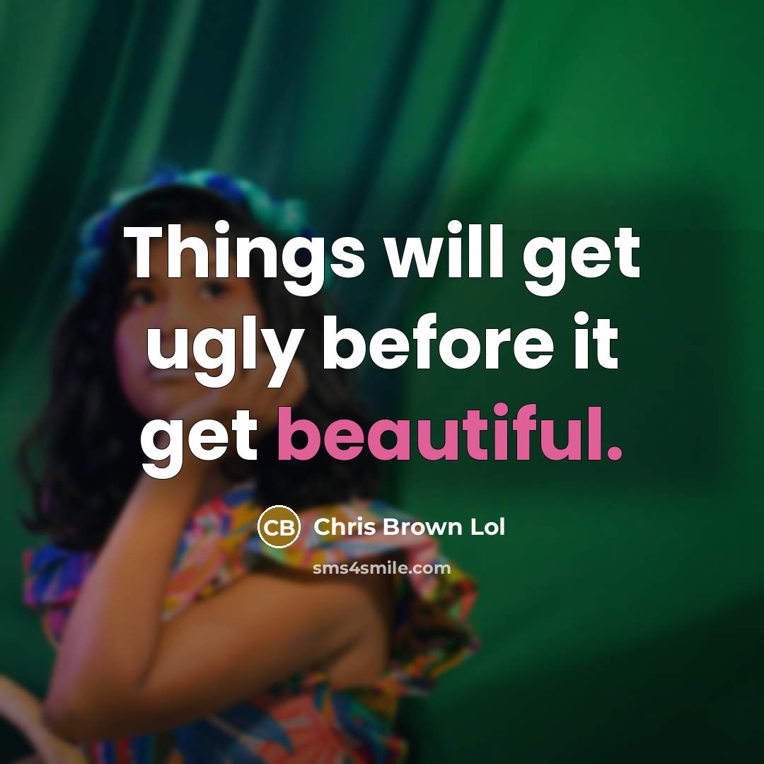 “Things will get ugly before it get beautiful.” quote by Chris Brown Lol