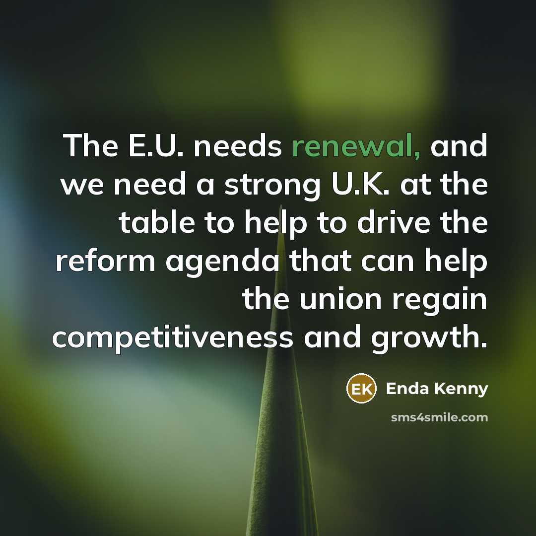 “The E.U. needs renewal, and we need a strong U.K.…” quote by Enda Kenny