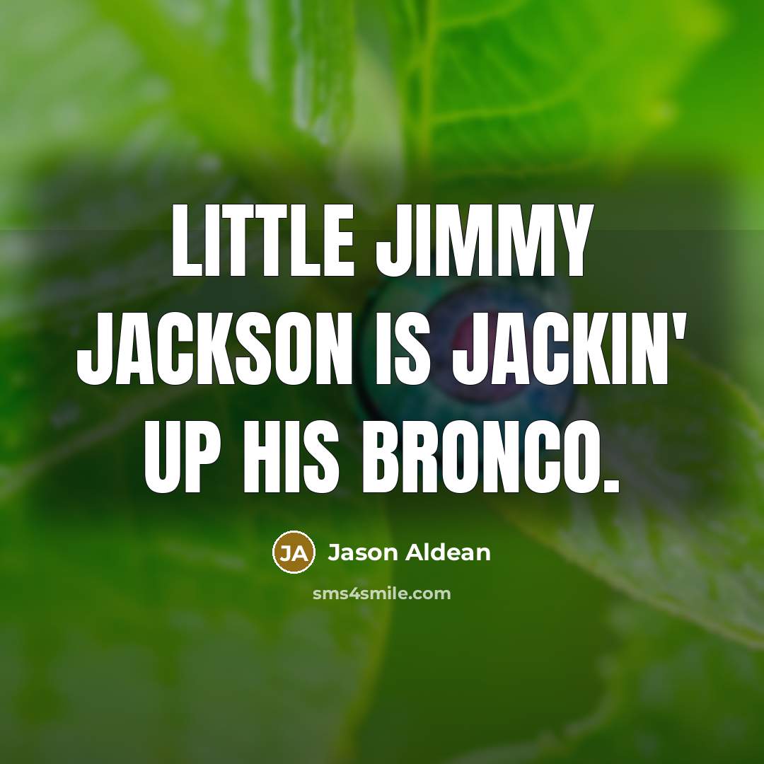 “Little Jimmy Jackson is jackin' up his Bronco.” quote by Jason Aldean