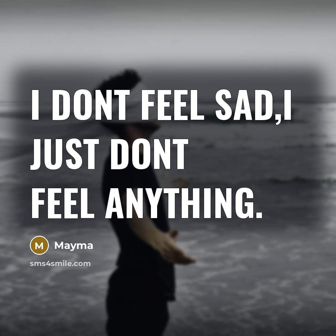 “I dont feel sad,i just dont feel anything.…” quote by Mayma