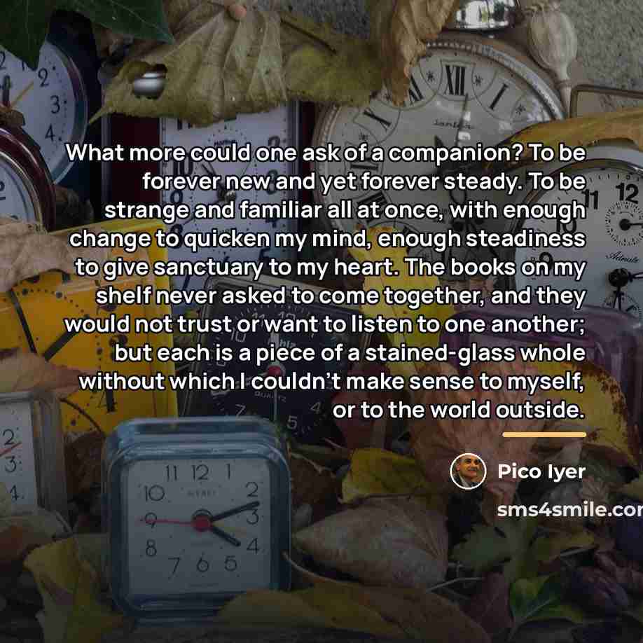 “What more could one ask of a companion? To be…” quote by Pico Iyer