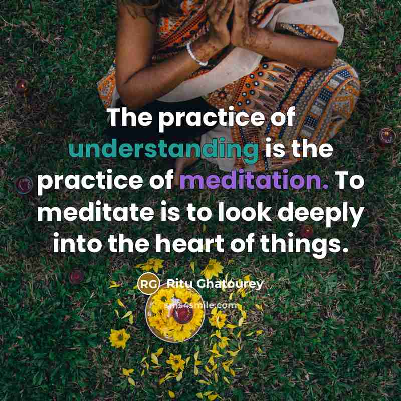 “The practice of understanding is the practice of meditation. To…” quote by Ritu Ghatourey