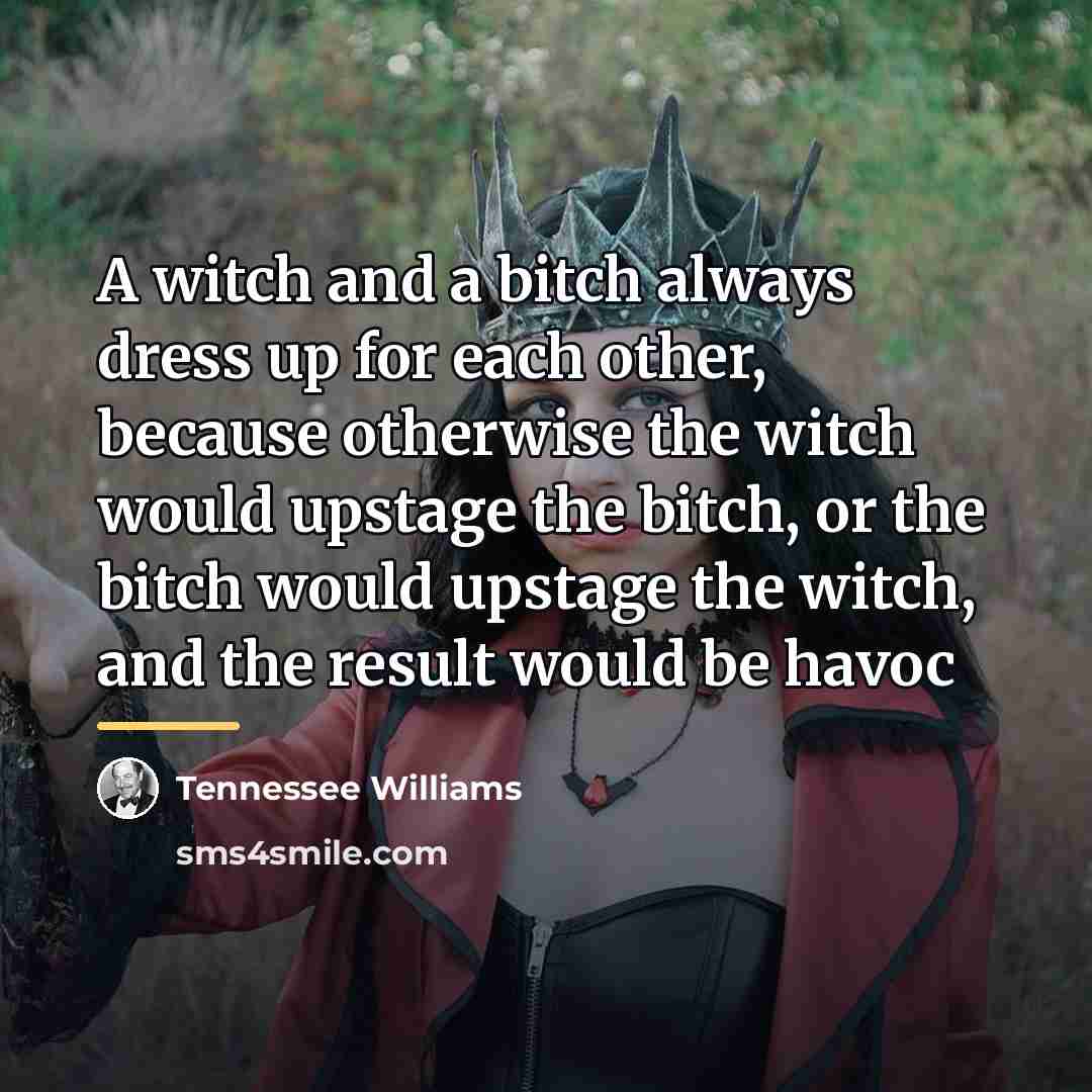 “A witch and a bitch always dress up for each…” quote by Tennessee Williams