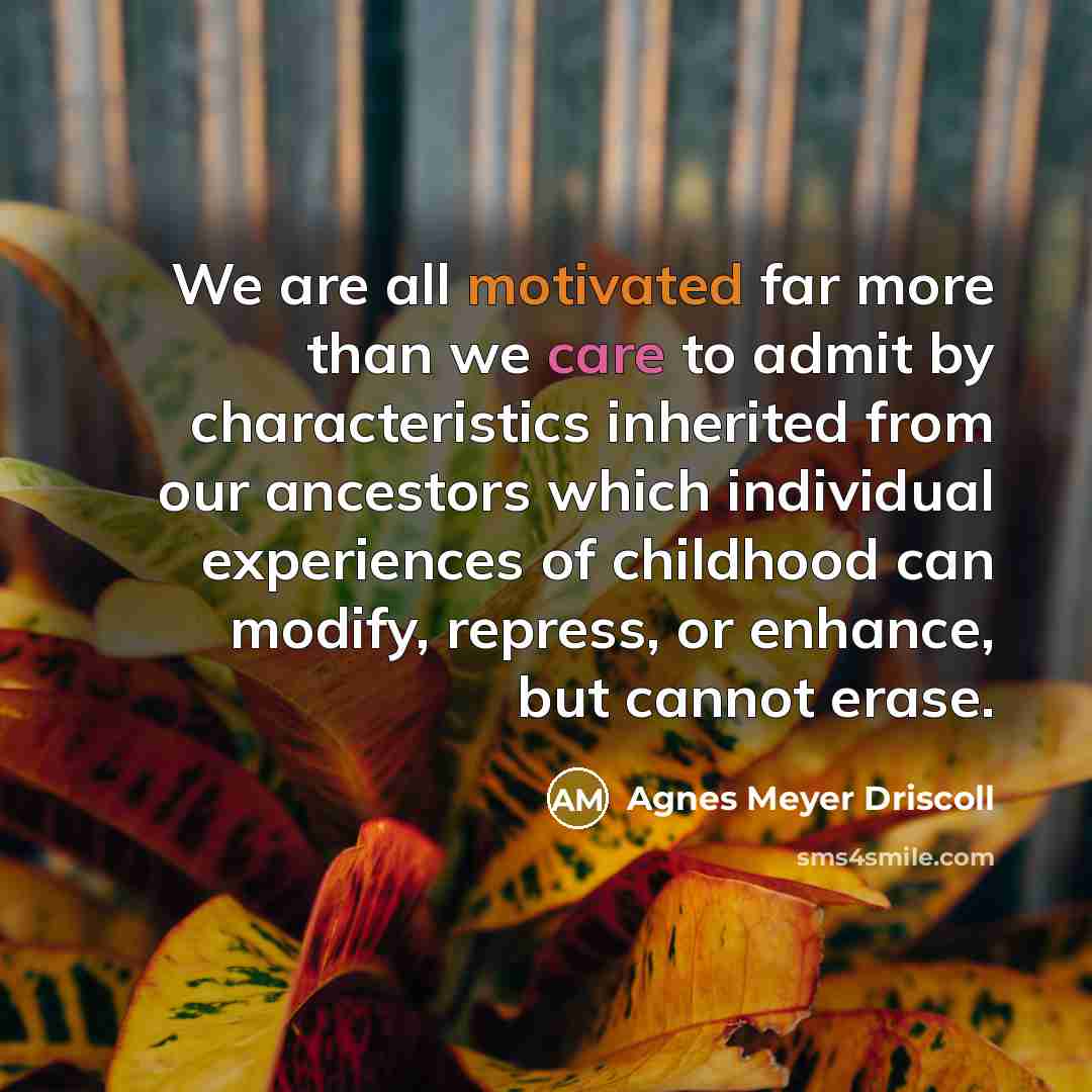 “We are all motivated far more than we care to…” quote by Agnes Meyer Driscoll