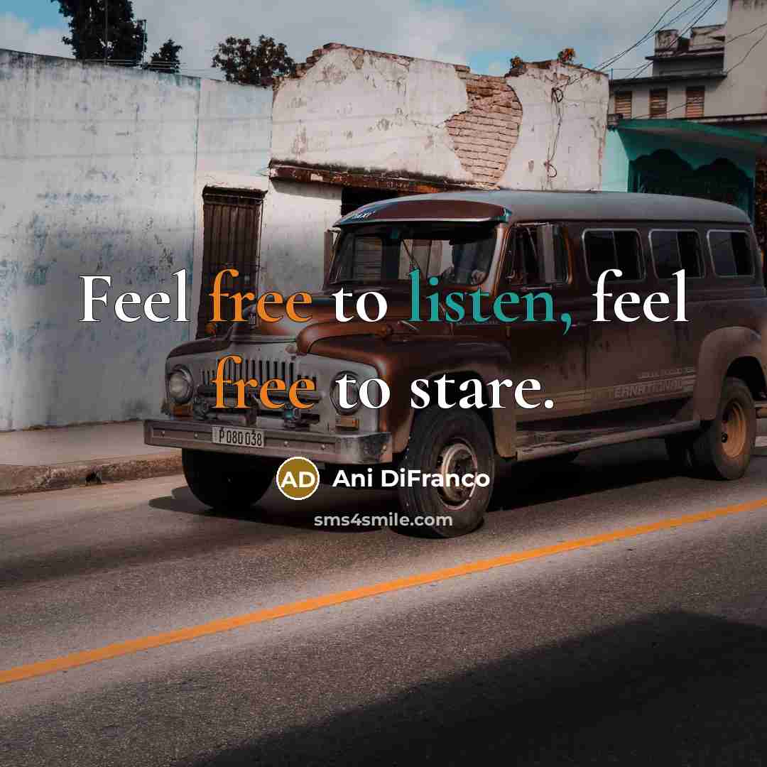 “Feel free to listen, feel free to stare.” quote by Ani DiFranco