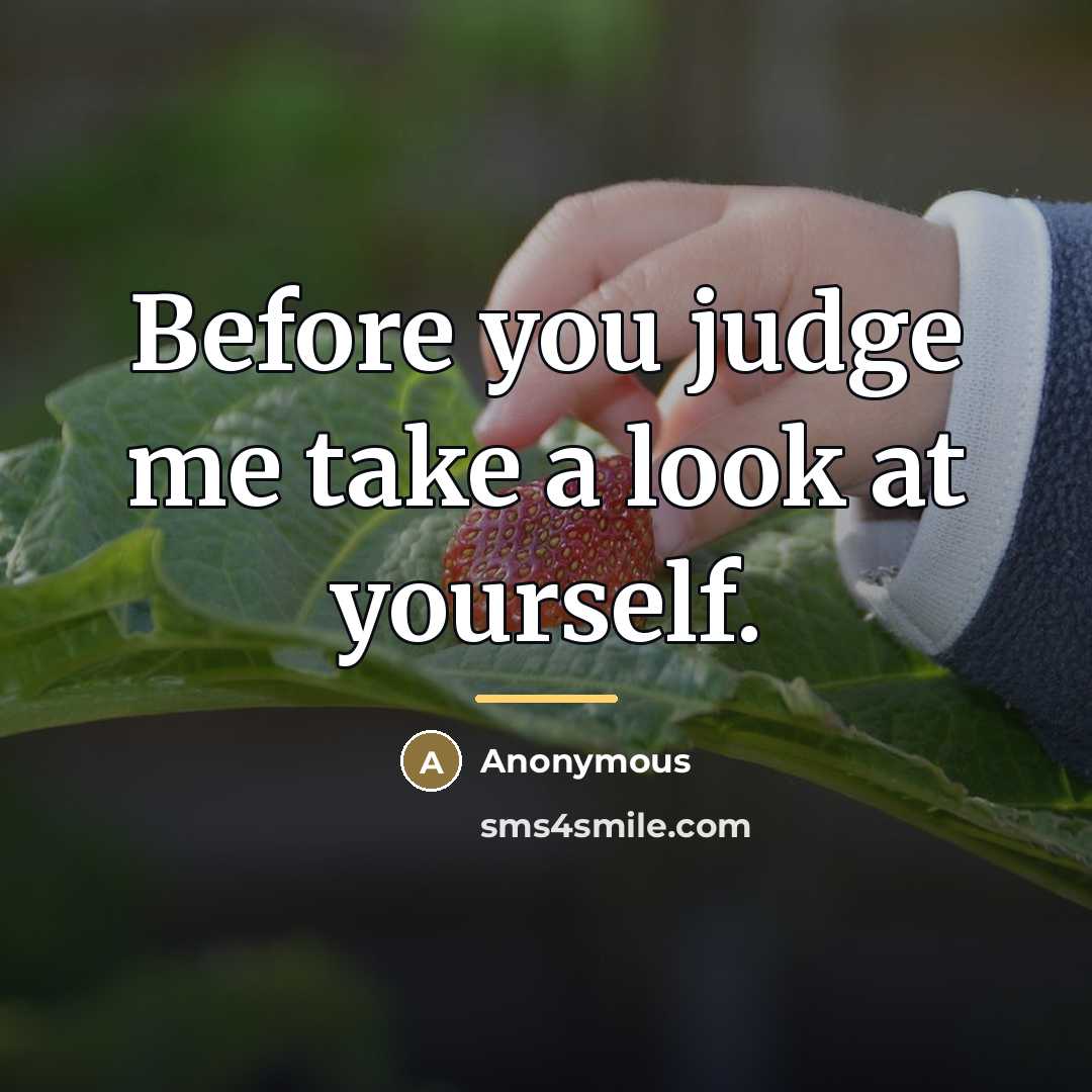 “Before you judge me take a look at yourself.…” quote by Anonymous