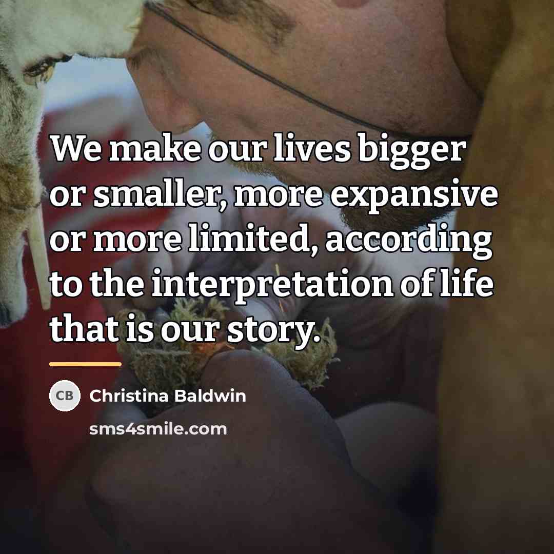 “We make our lives bigger or smaller, more expansive or…” quote by Christina Baldwin