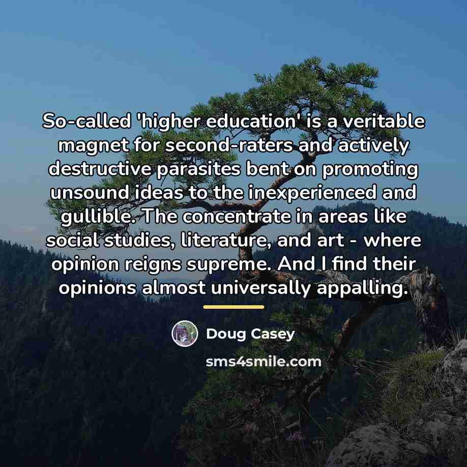 “So-called 'higher education' is a veritable magnet for second-raters and…” quote by Doug Casey