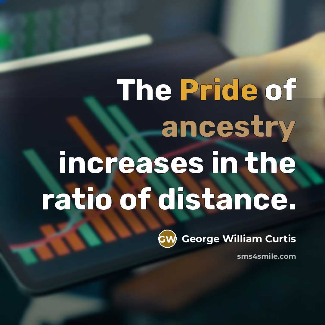 “The Pride of ancestry increases in the ratio of distance.…” quote by George William Curtis