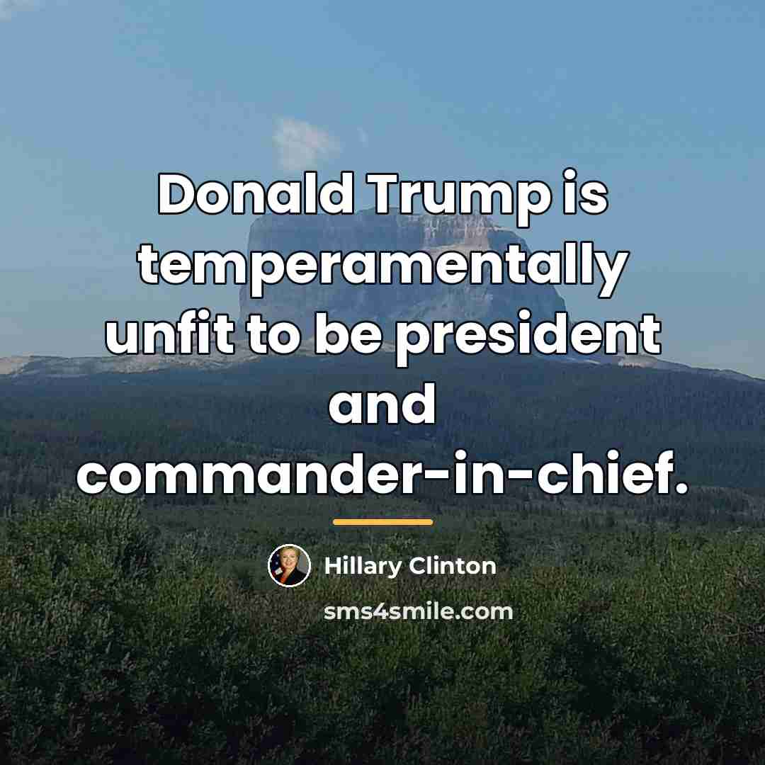 “Donald Trump is temperamentally unfit to be president and commander-in-chief.…” quote by Hillary Clinton