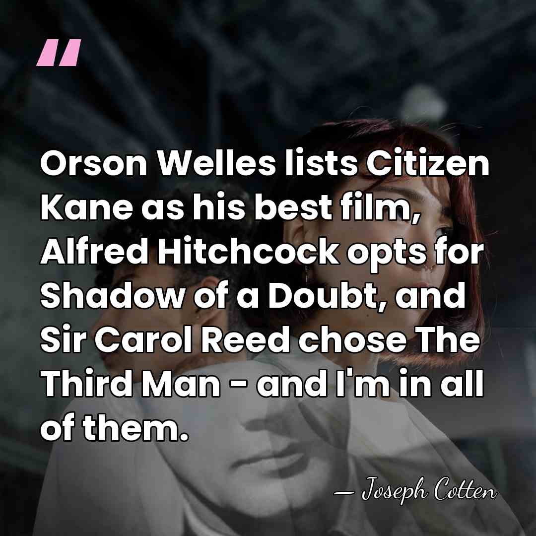 Orson Welles lists Citizen Kane as his best film, Alfred Hitchcock opts&hellip; - Joseph Cotten