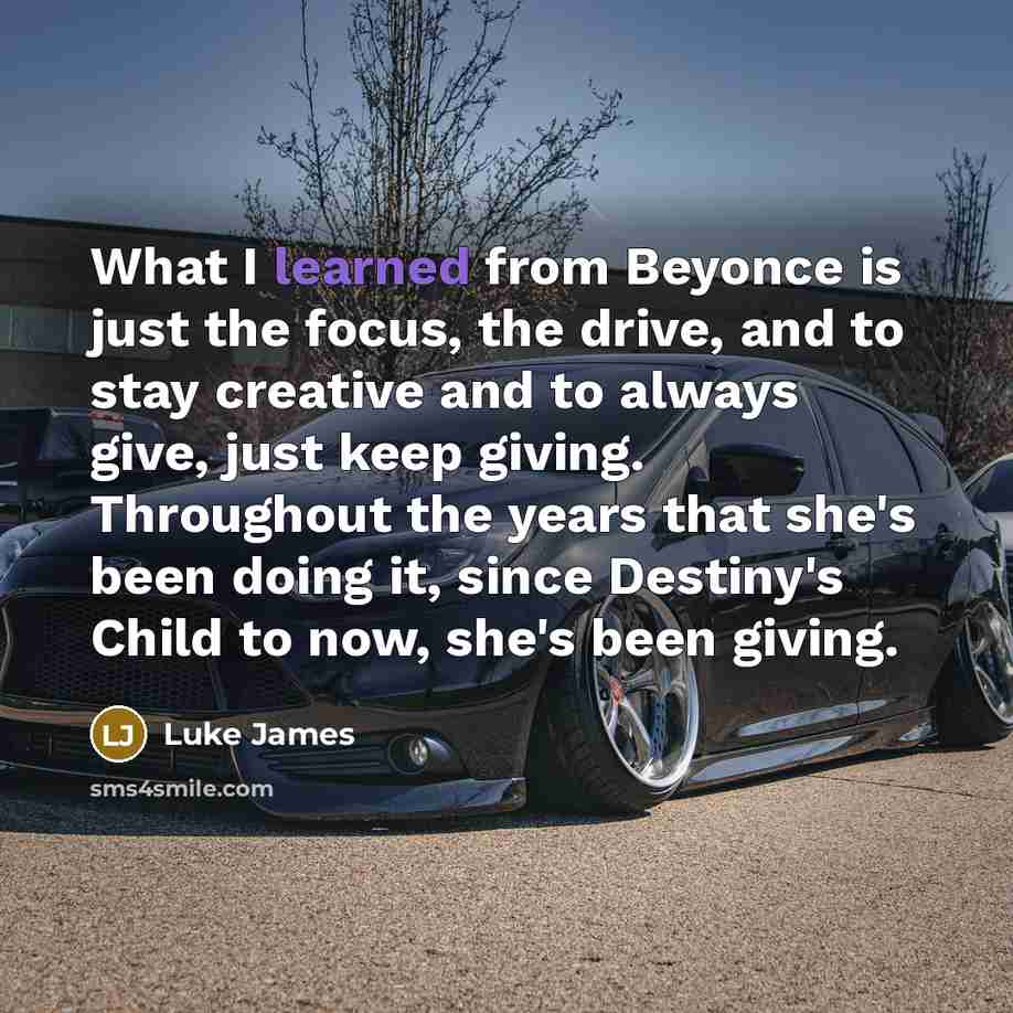 “What I learned from Beyonce is just the focus, the…” quote by Luke James