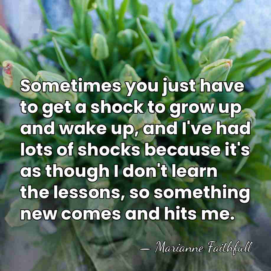 Sometimes you just have to get a shock to grow up and&hellip; - Marianne Faithfull