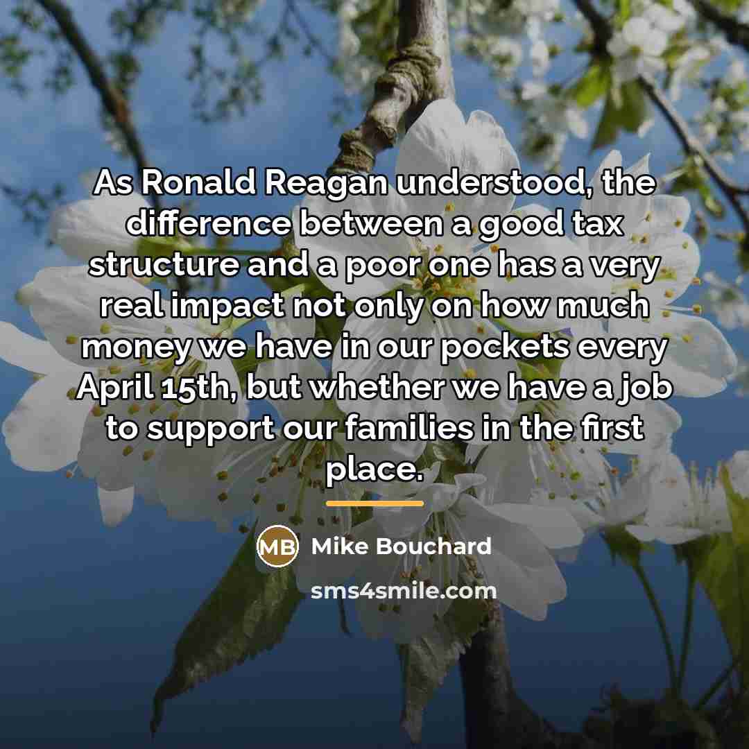 “As Ronald Reagan understood, the difference between a good tax…” quote by Mike Bouchard