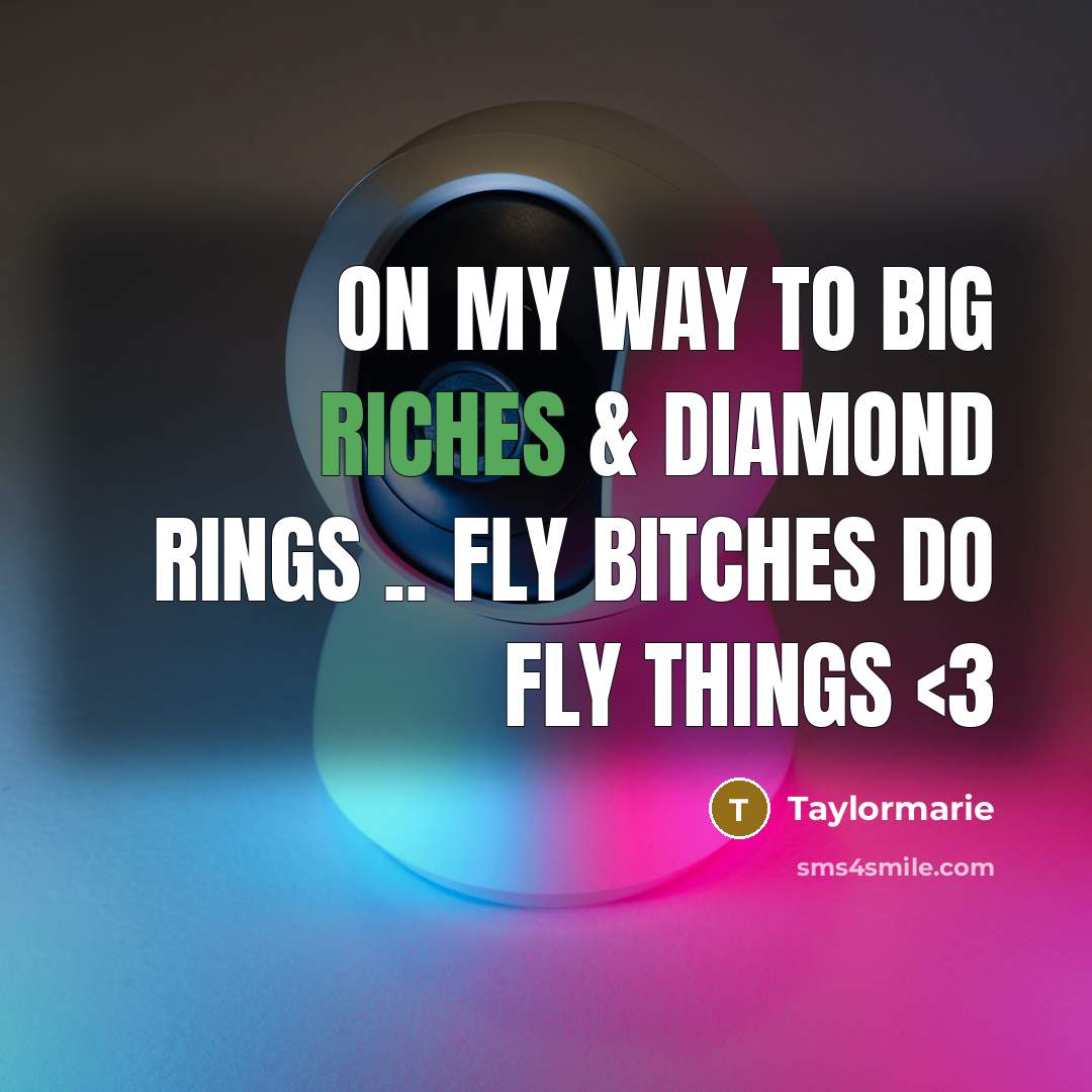 “On my way to big riches & diamond rings .. fly bitches do fly things” quote by Taylormarie