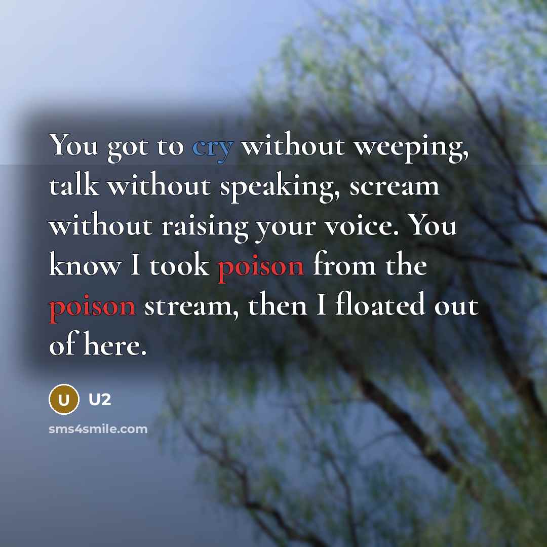“You got to cry without weeping, talk without speaking, scream…” quote by U2