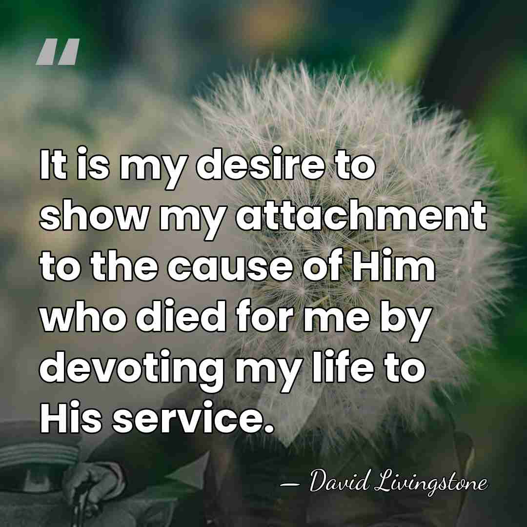 It is my desire to show my attachment to the cause of&hellip; - David Livingstone