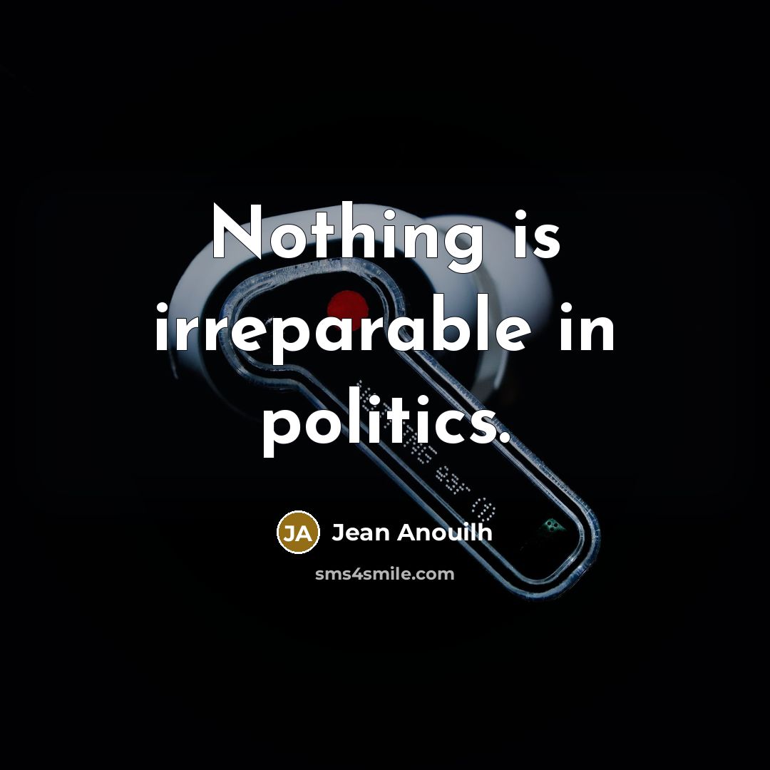 “Nothing is irreparable in politics.…” quote by Jean Anouilh