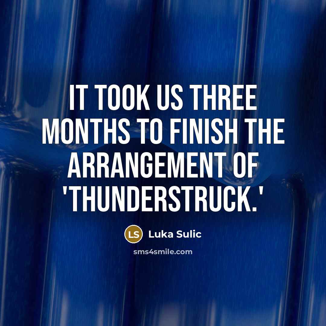 “It took us three months to finish the arrangement of…” quote by Luka Sulic