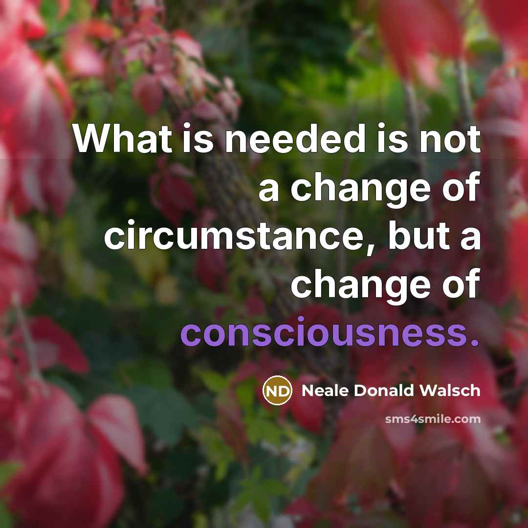 “What is needed is not a change of circumstance, but…” quote by Neale Donald Walsch