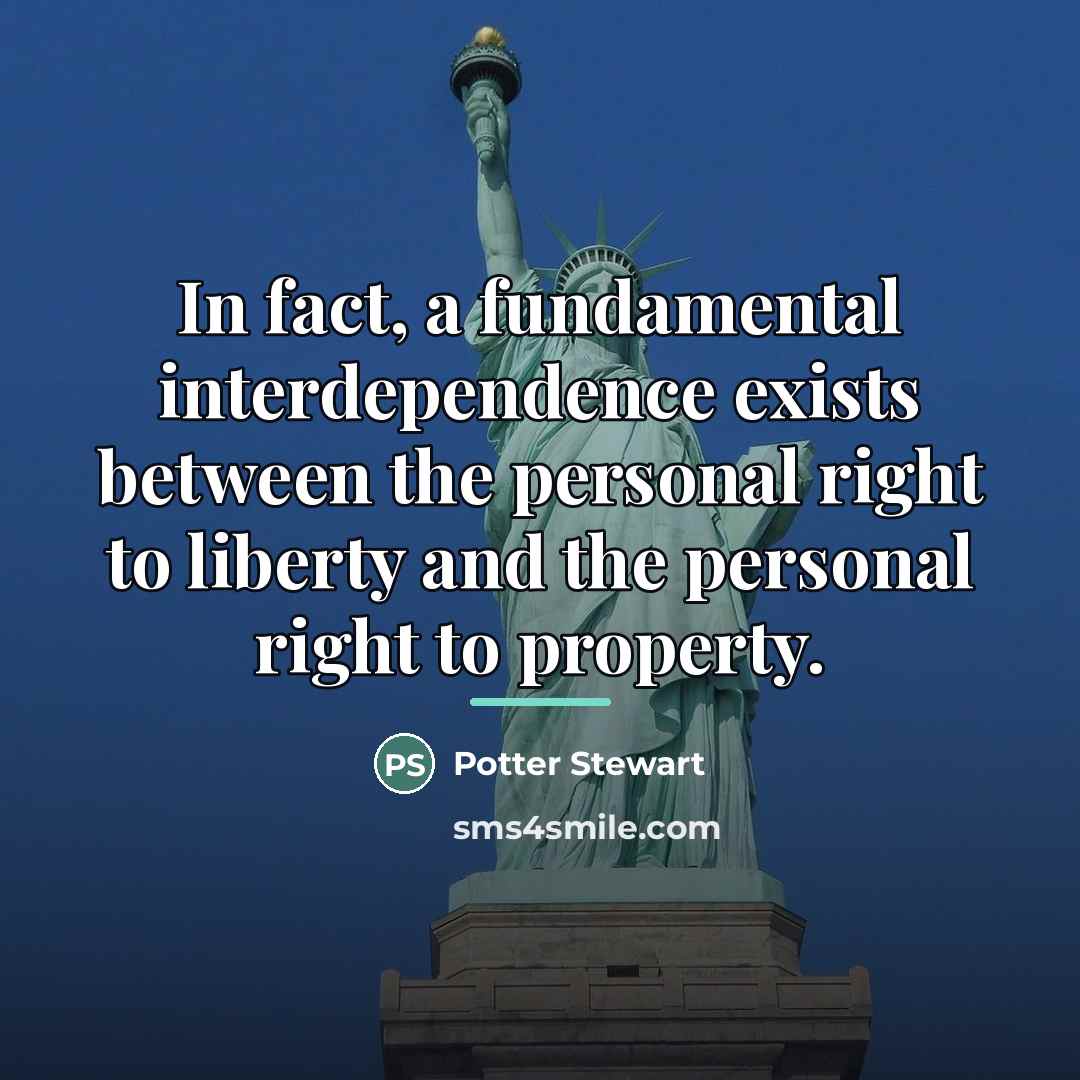 “In fact, a fundamental interdependence exists between the personal right…” quote by Potter Stewart