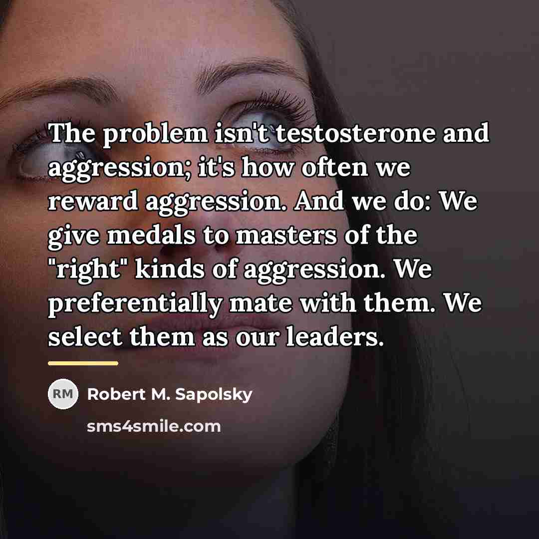 “The problem isn't testosterone and aggression; it's how often we…” quote by Robert M. Sapolsky
