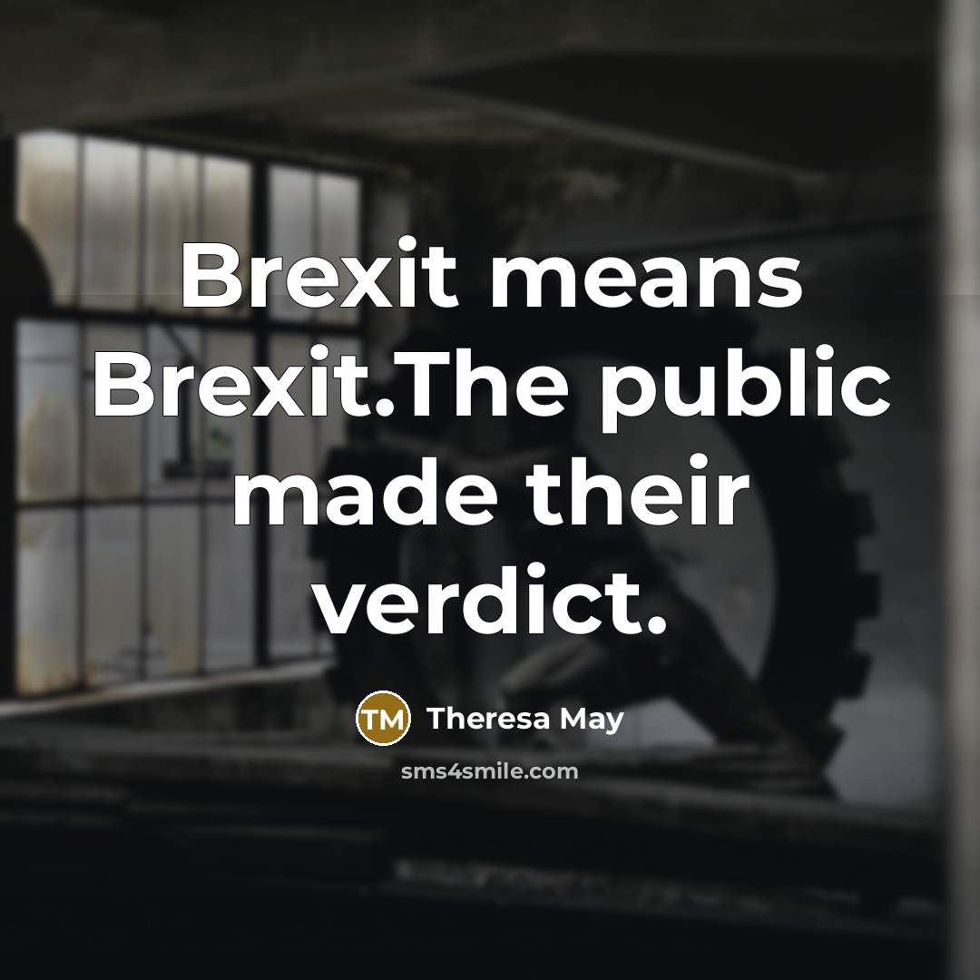 “Brexit means Brexit.The public made their verdict.” quote by Theresa May