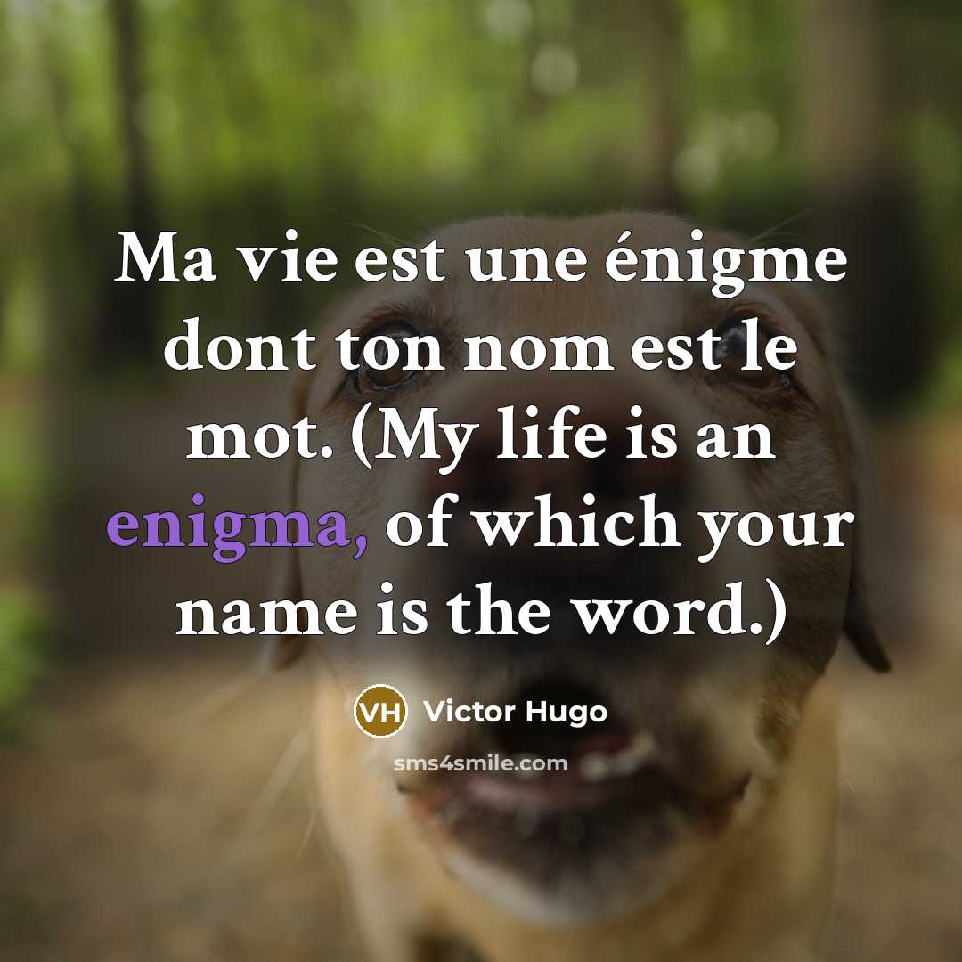 “Ma vie est une énigme dont ton nom est le…” quote by Victor Hugo