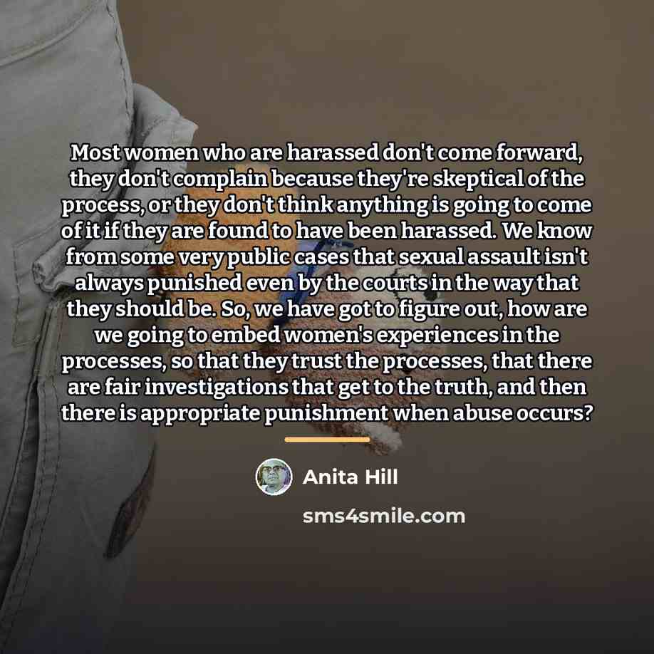 “Most women who are harassed don't come forward, they don't…” quote by Anita Hill