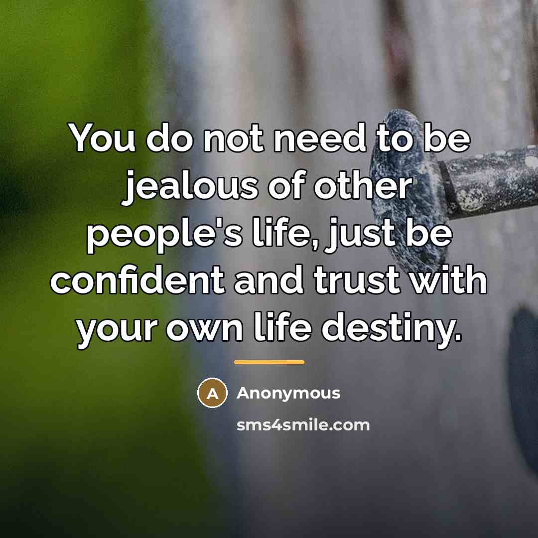 “You do not need to be jealous of other people's…” quote by Anonymous