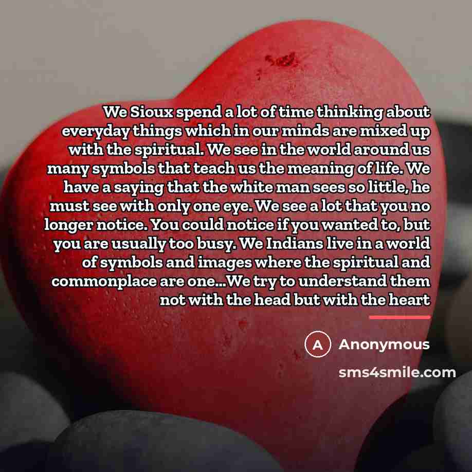 “We Sioux spend a lot of time thinking about everyday…” quote by Anonymous
