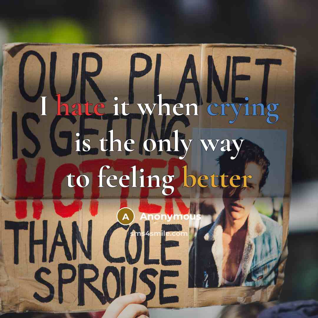 “I hate it when crying is the only way to feeling better” quote by Anonymous